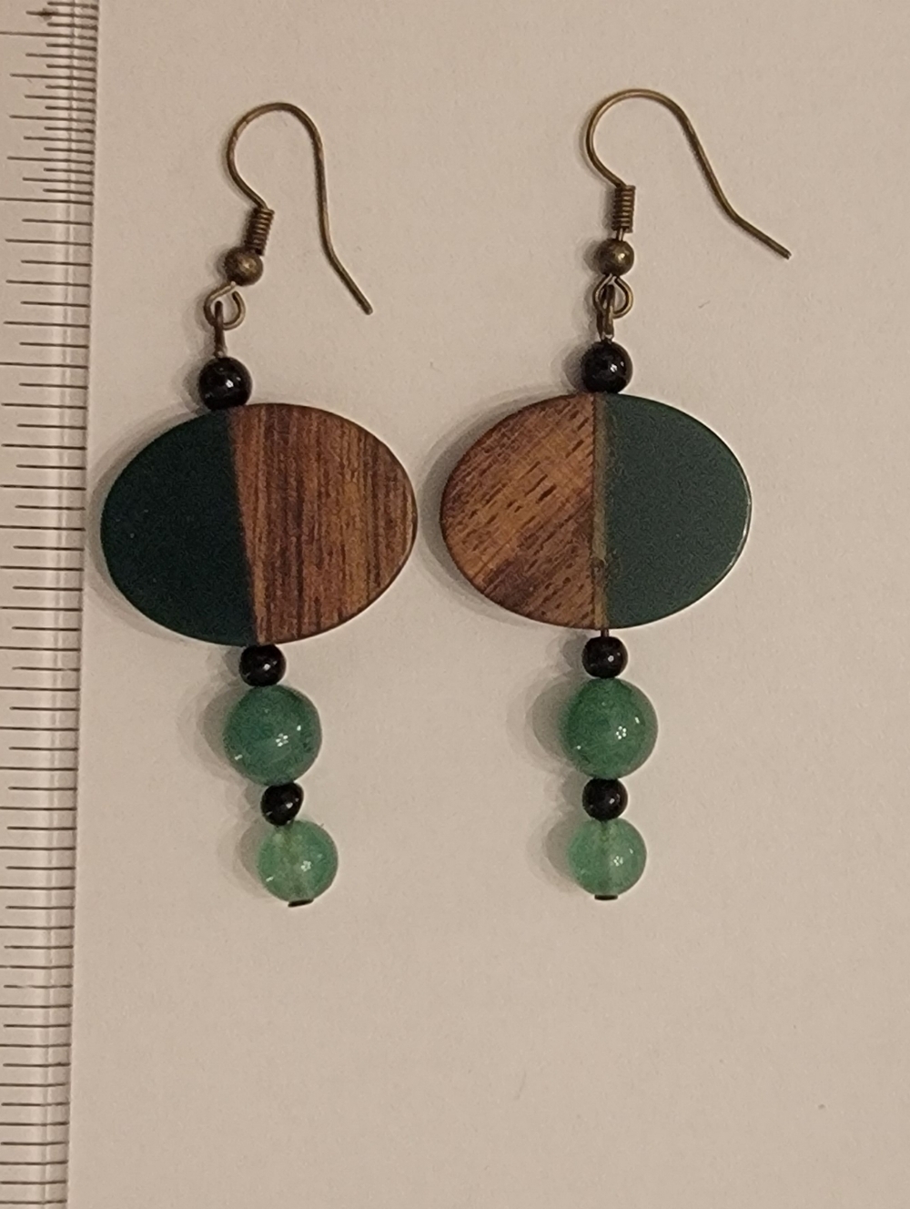 Green Wood Accent Drop Earrings – Unbranded
